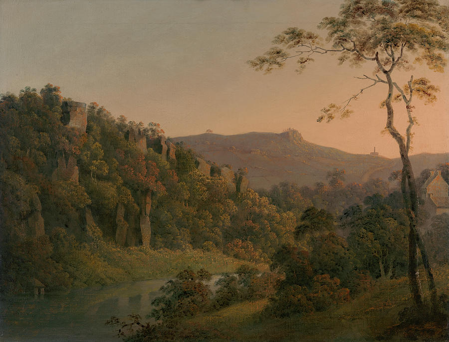 Matlock Dale, looking toward Black Rock Escarpment Painting by Joseph Wright