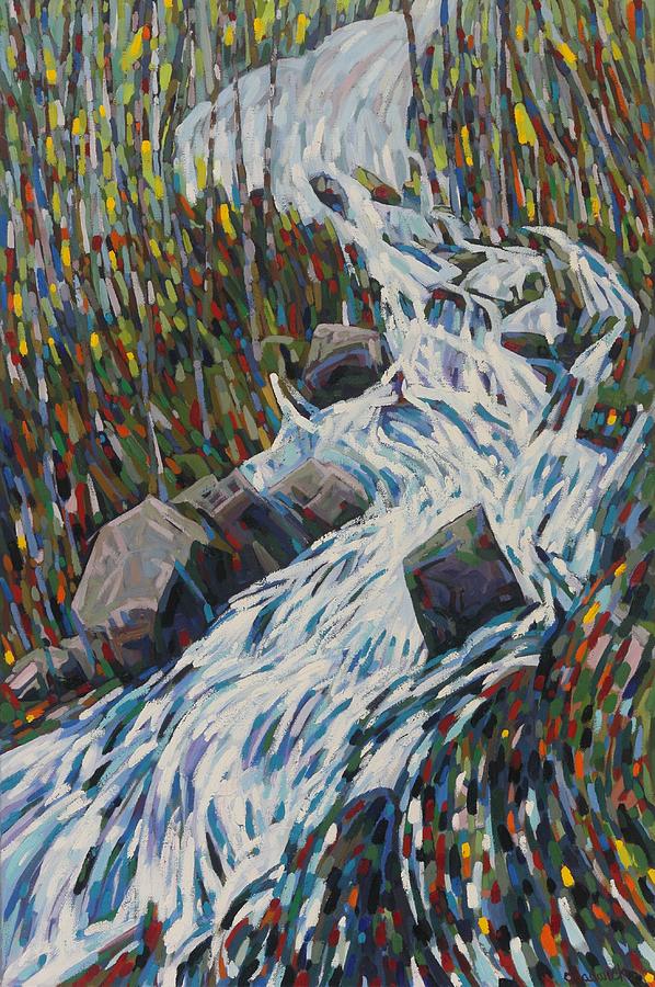 Mattawa Woodland Waterfall Painting by Phil Chadwick