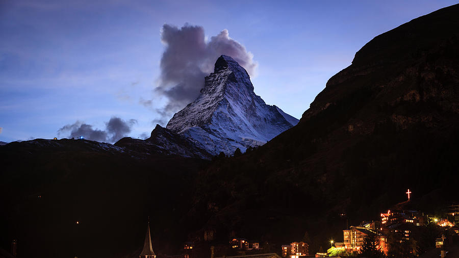 Mountain Photograph - Matterhorn by night by Alexey Stiop