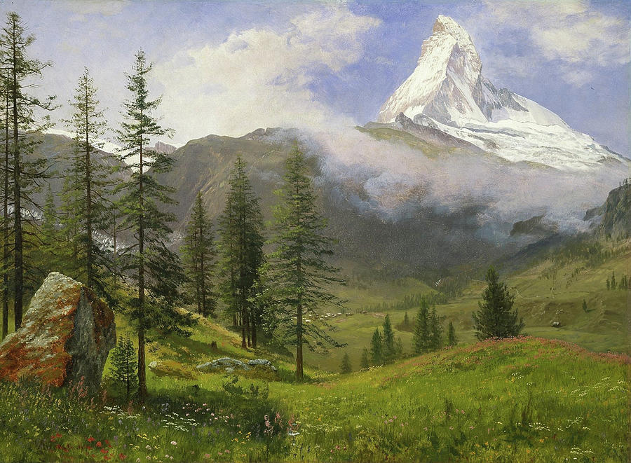 Matterhorn, circa 1867 Painting by Albert Bierstadt