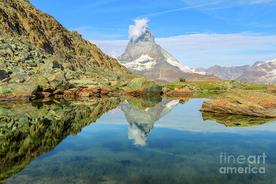 Matterhorn on Riffelsee Lake Photograph by Benny Marty