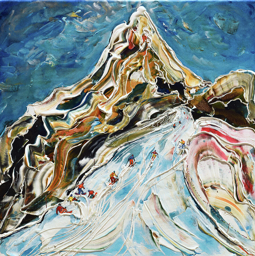 Matterhorn Ski Print Cervinia Side Painting by Pete Caswell Matterhorn Ski Print Cervinia Side Painting by Pete Caswell