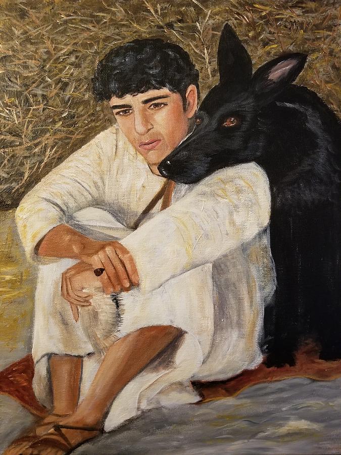 The Chosen Painting - Matthew and his dog by Allio Jenny