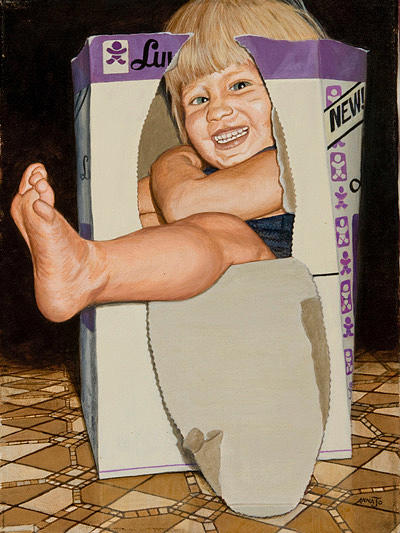 Portrait Painting - Matthew in a box by AnnaJo Vahle