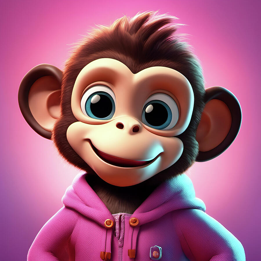 Mattie Monkey Digital Art by Deb Beausoleil