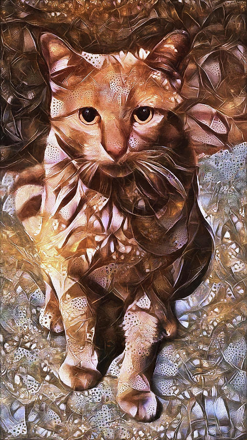 Mau the Orange Ring Tailed Cat Digital Art by Peggy Collins