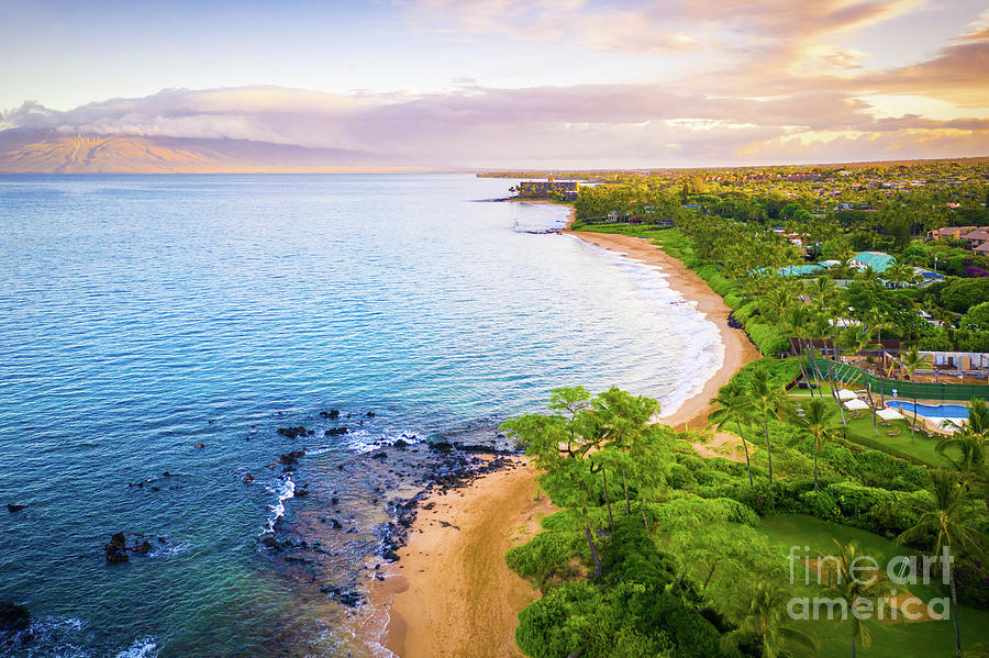 Maui Hawaii Aerial Photo of Keawakapu Beach Sunrise Photograph by Paul Velgos