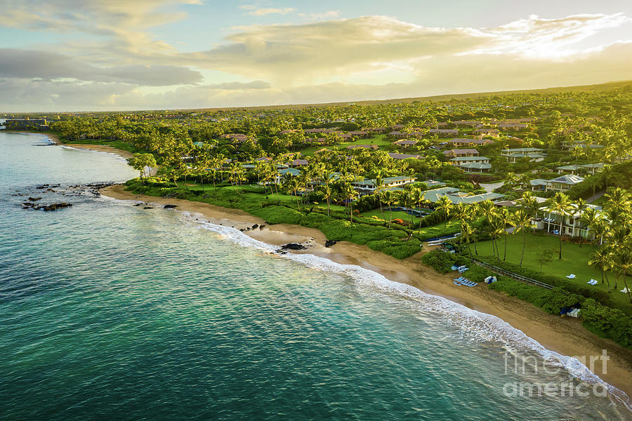Maui Hawaii Aerial Photo of Mokapu and Keawakapu Beach Photograph by Paul Velgos