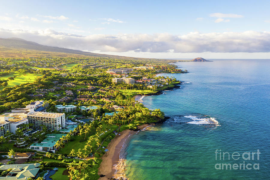 Maui Hawaii Aerial Photo of Wailea-Makena Coastline Beaches Photograph by Paul Velgos