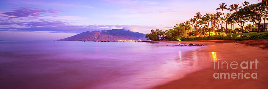 Beach Photograph - Maui Hawaii Sunrise Ulua Beach Wailea Makena Panorama Photo by Paul Velgos