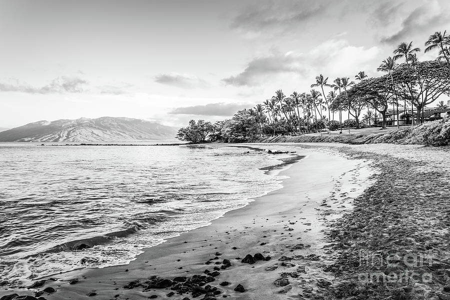Maui Hawaii Ulua Beach Black and White Photo Photograph by Paul Velgos