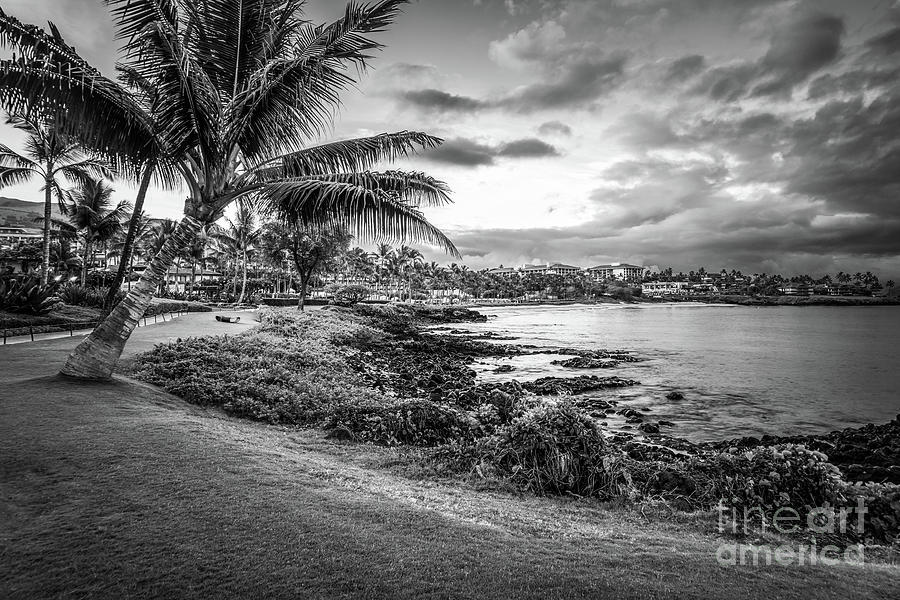 Maui Hawaii Wailea Sunrise Black and White Photo Photograph by Paul Velgos