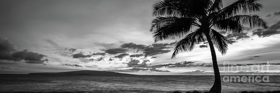 Maui Hawaii Wailea Sunset Black and White Panorama Photo Photograph by Paul Velgos