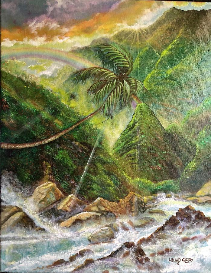 Maui Iao Needle Painting by Leland Castro