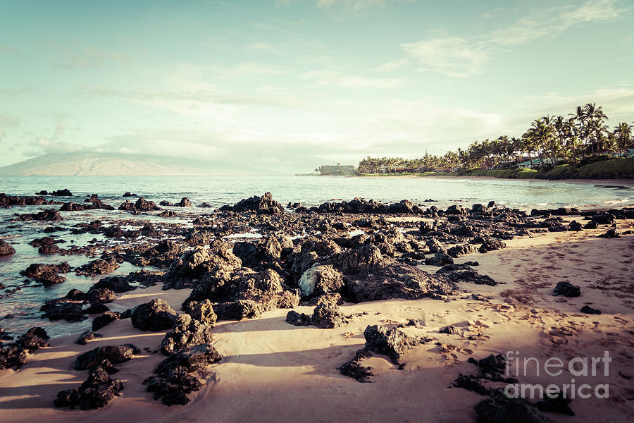 Maui Keawakapu Beach Wailea Kihei Hawaii Retro Photo Photograph by Paul Velgos