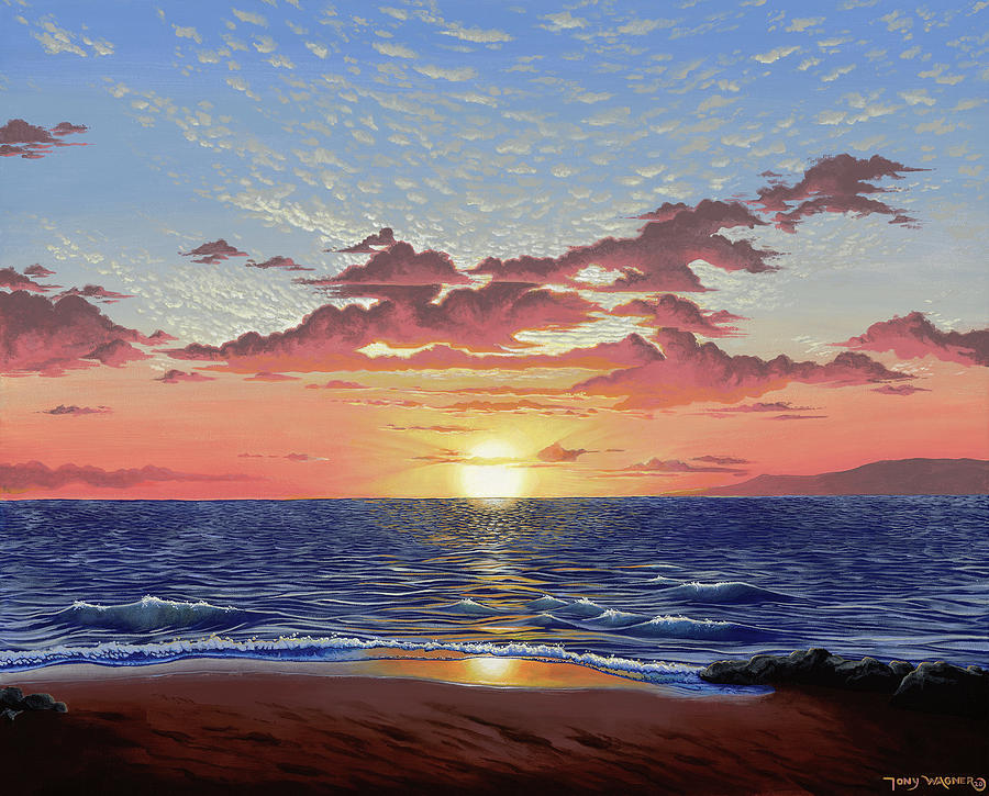 Sunset Painting - Maui Sunset by Tony Wagner