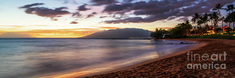 Maui Ulua Beach Wailea Sunrise Panorama Photo Photograph by Paul Velgos