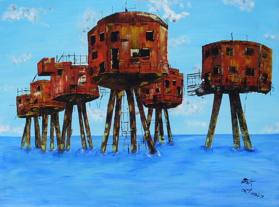 Maunsells Red Sands Fort Painting by Brent Knippel