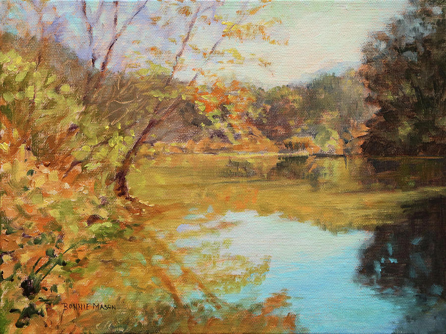 Maury Reflections - Chessie Nature Trail near Lexington Painting by Bonnie Mason