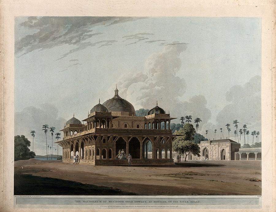 Mausoleum of Makhdam Shah Daulut at Maner, Bihar. Coloured aquatint by Thomas Daniell, 1796 Painting by Artistic Rifki