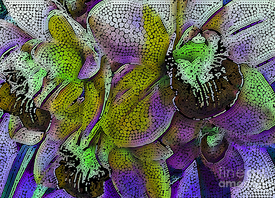 Mauve Mosaic Orchids Mixed Media by Trudee Hunter