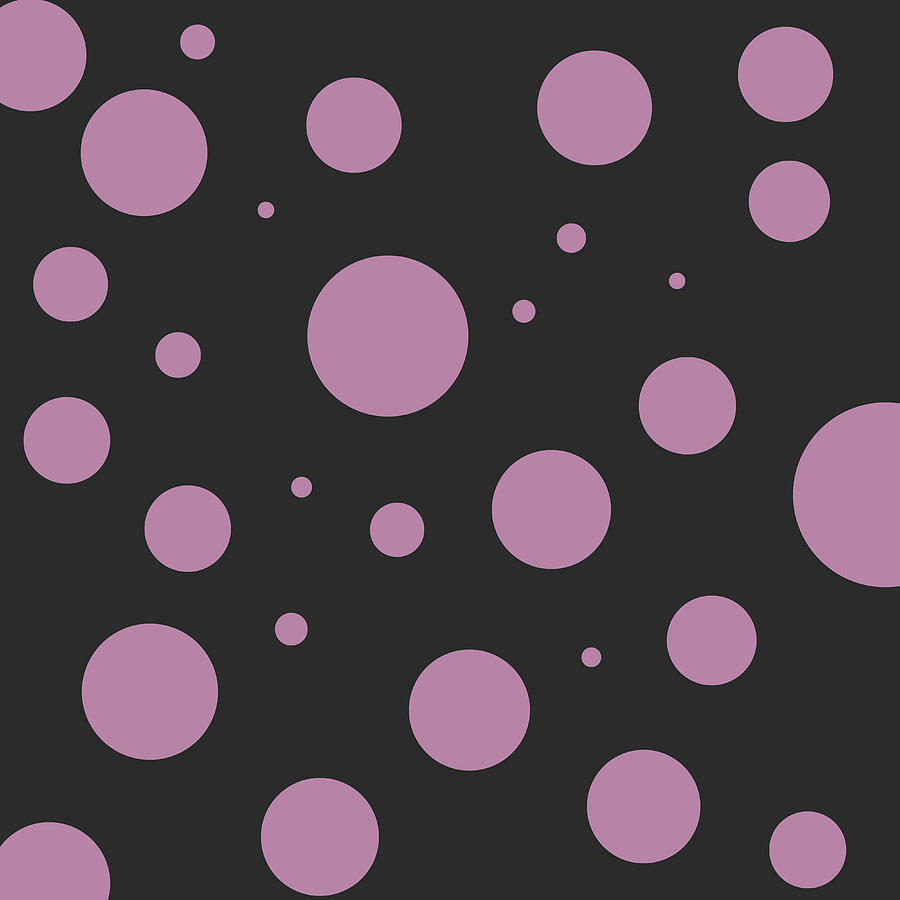 Mauve Polka Dot Pattern on Black Digital Art by Jason Fink
