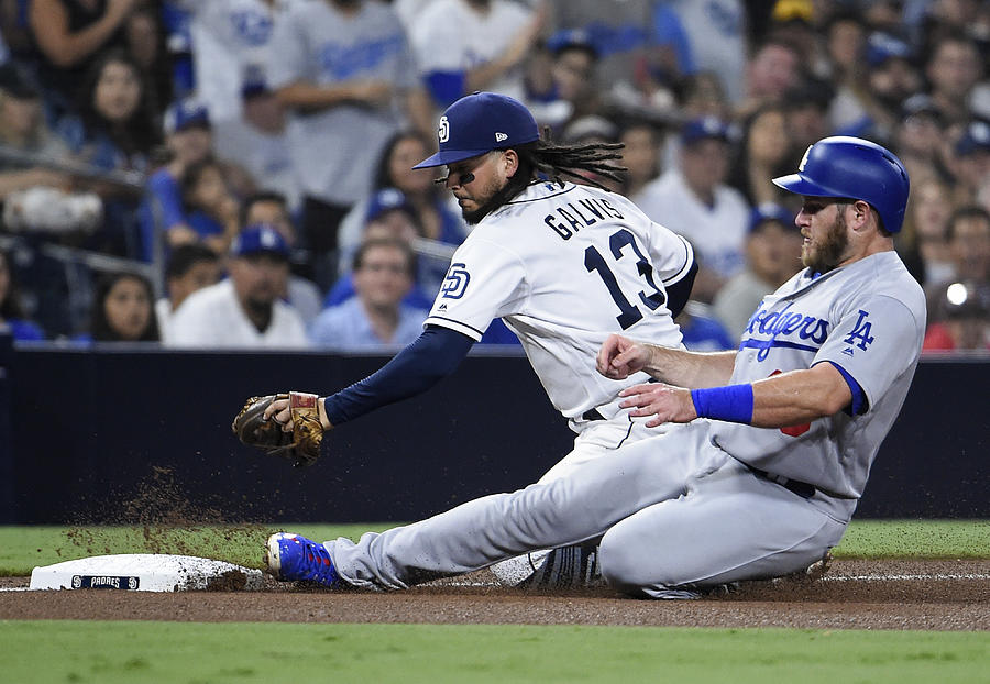 Max Muncy and Freddy Galvis Photograph by Denis Poroy