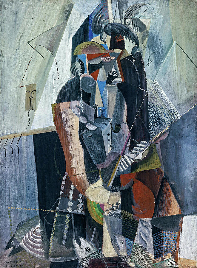Max Weber 1881 1961 THE FISHERMAN FISHERMAN FISH AND SEA GULLS Painting