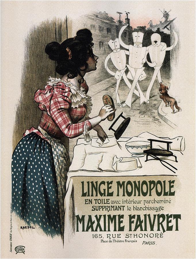 Maxime Faivret - Linge Monopole - Vintage Advertising  Poster - French Laundry Poster Digital Art by Studio Grafiikka