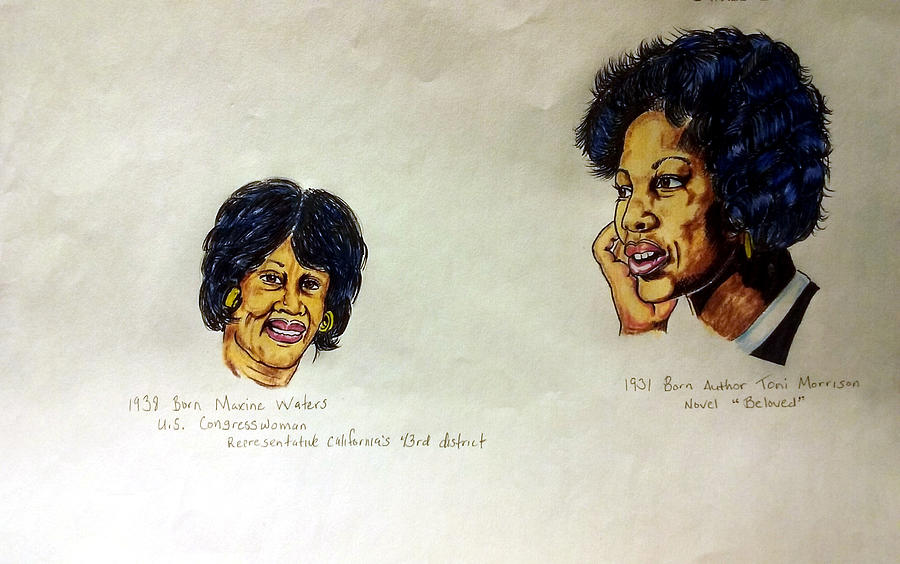 Maxine Waters and Toni Morrison Drawing by Joedee