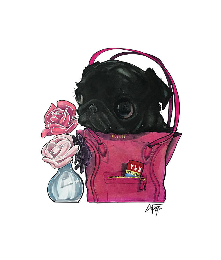 Black Pug Drawing - Maxl 3559 by Canine Caricatures Custom Merchandise Black Pug Drawing - Maxl 3559 by Canine Caricatures Custom Merchandise