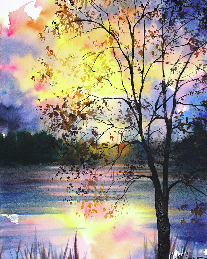 May 2020 No.1 Sunrise Over The Lake Painting by Sumiyo Toribe