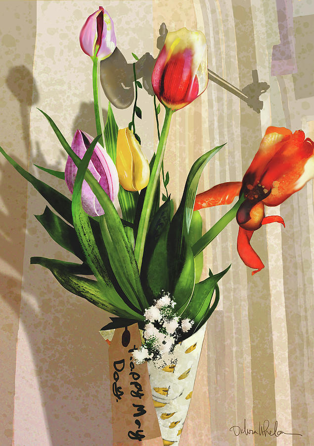 Tulip Digital Art - May Day Basket by Debra Whelan