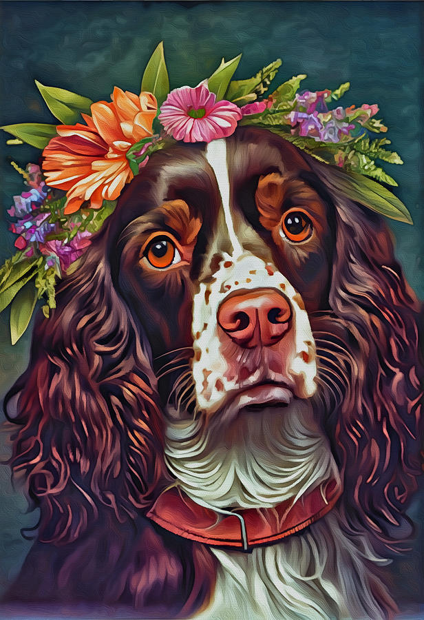 May Day Queen Spaniel Mixed Media by Ann Leech