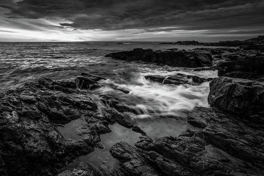 May Morning at Marginal Way in Black and White Photograph by Kristen Wilkinson