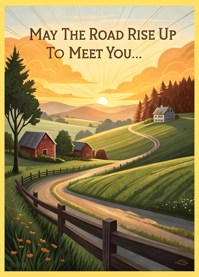 Sunset Digital Art - May the Road Rise by Greg Joens Sunset Digital Art - May the Road Rise by Greg Joens