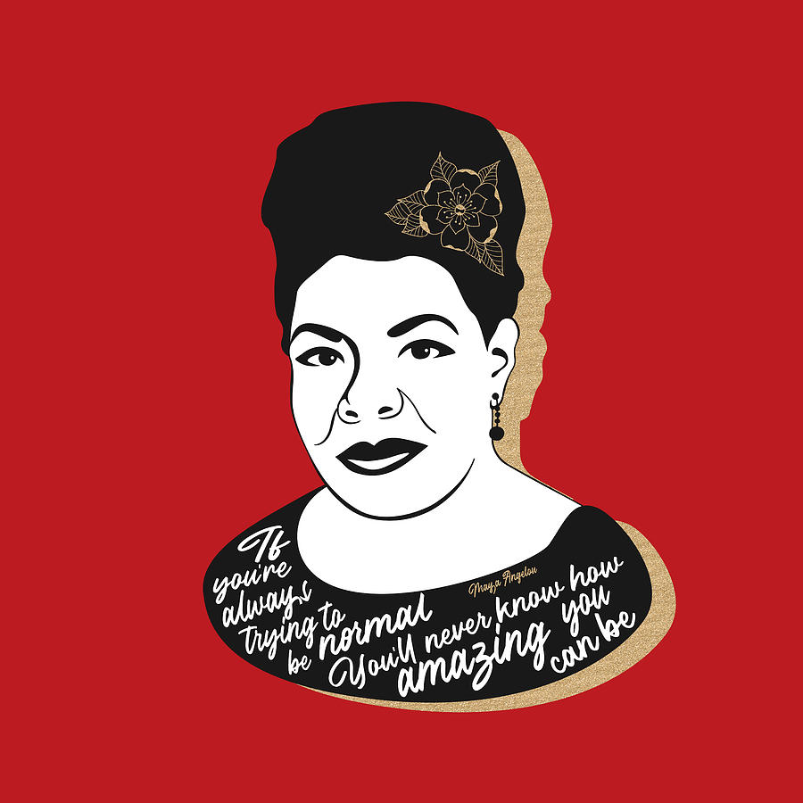 Inspirational Digital Art - Maya Angelou Graphic Quote II - Red by Ink Well