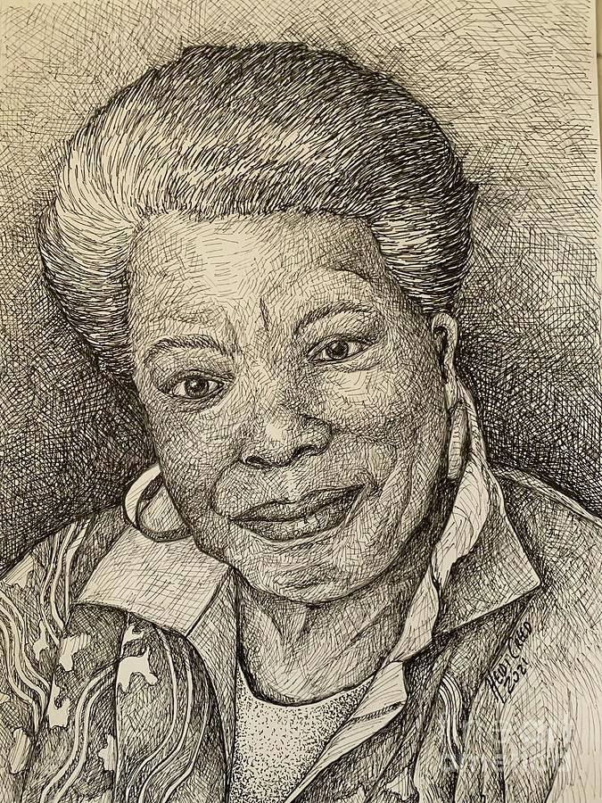 Pen and Ink Drawing Tutorials  Stipple portrait drawing of Maya Angelou 