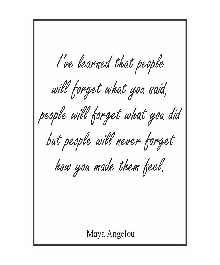 Maya Angelou I've Learned Watercolor design map quote Photograph by ...