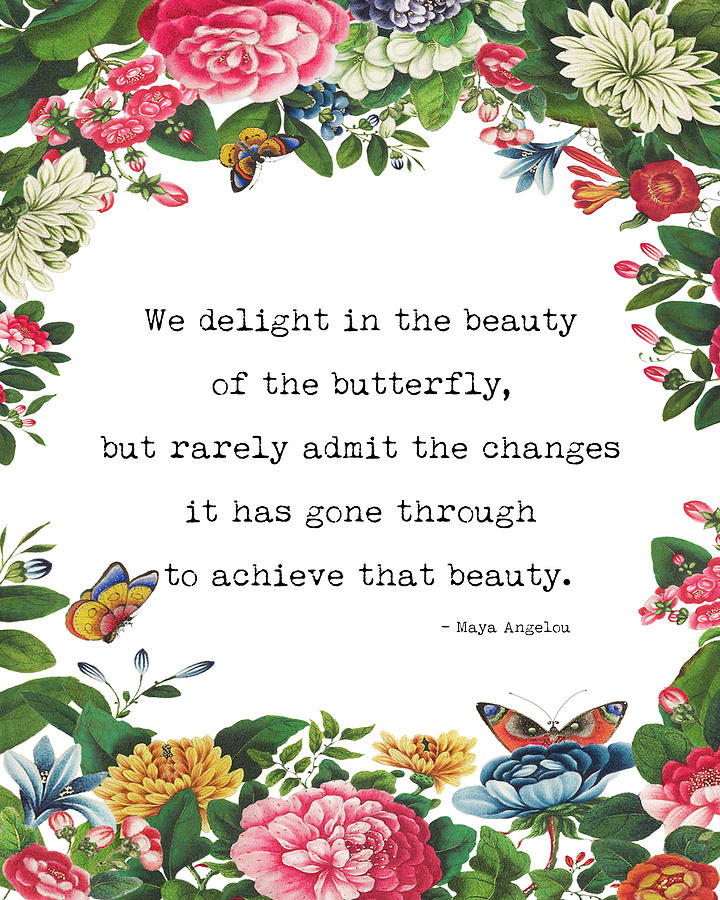 Maya Angelou Quote Print with Vintage Illustrations. - We delight in ...