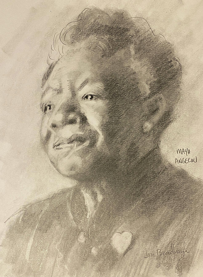 Maya Angelou Wisdom pencil drawing Drawing by Jon Bradham Fine Art