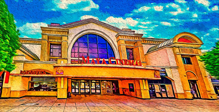 Maya Cinemas building in downtown Salinas, California - digital painting Digital Art by Nicko Prints