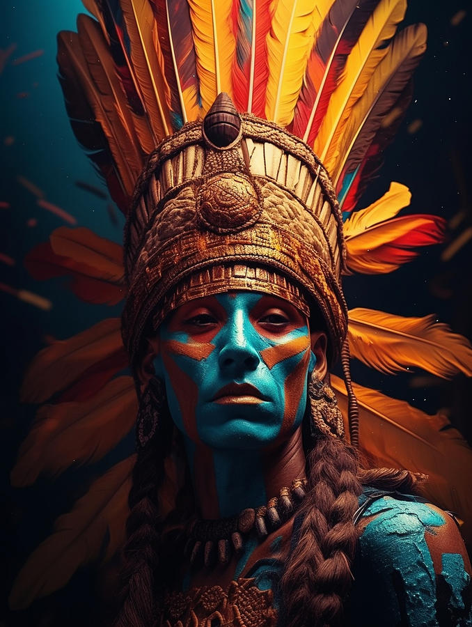 Mayan  Chief  Surreal  Cinematic  Minimalistic  Shot  Dffbbf  Ae  A  Acf  Badec, By Asar Studios Painting