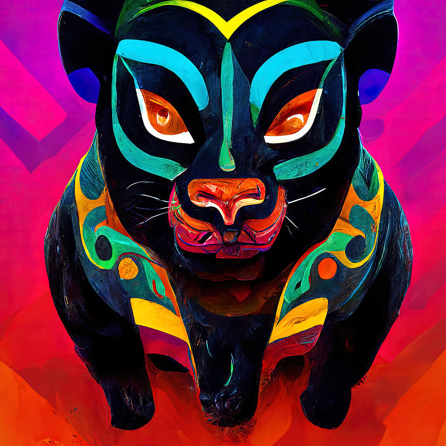 Mayan Panther, 01 Painting by AM FineArtPrints