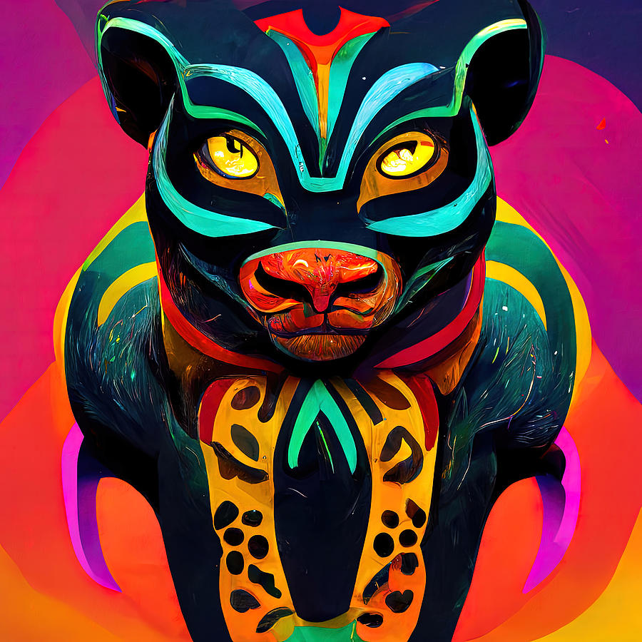 Mayan Panther, 03 Painting by AM FineArtPrints