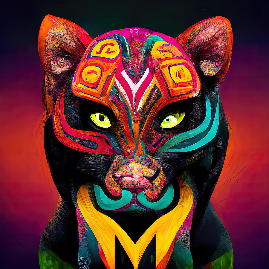 Mayan Panther, 04 Painting by AM FineArtPrints