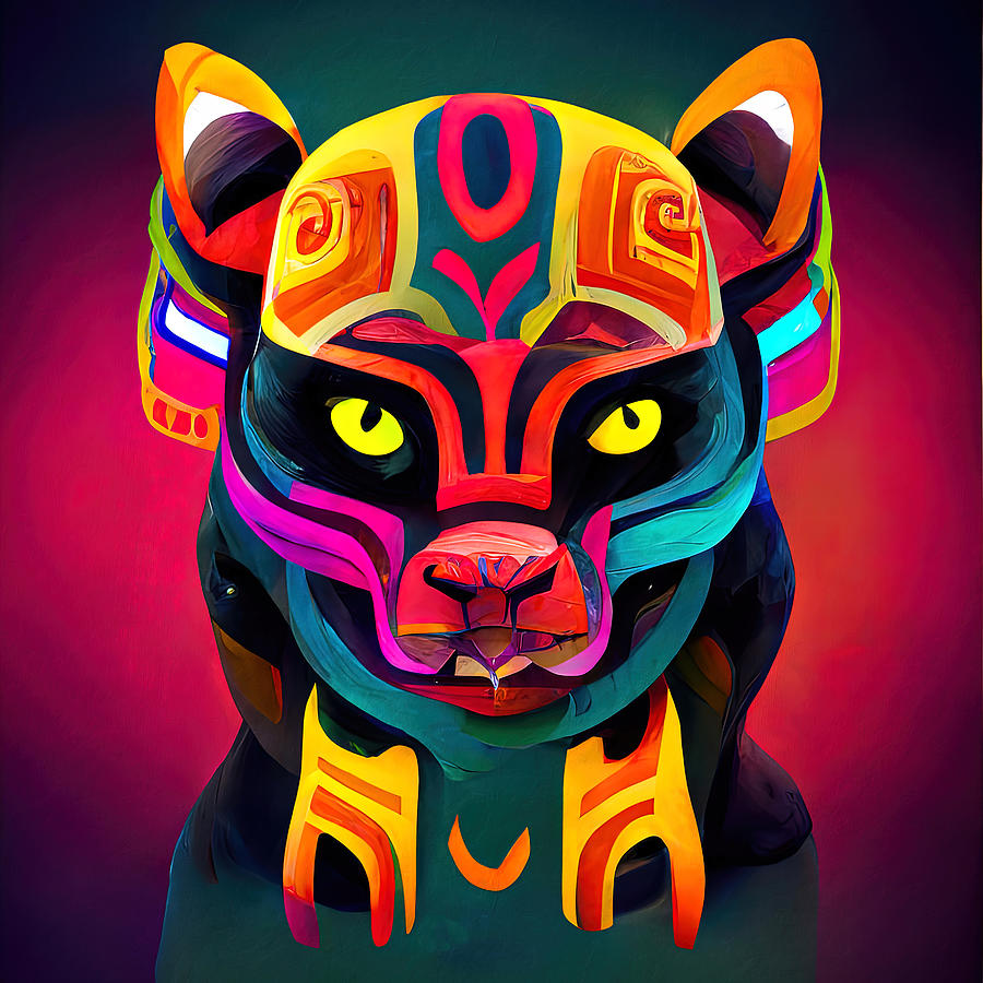 Mayan Panther, 05 Painting by AM FineArtPrints