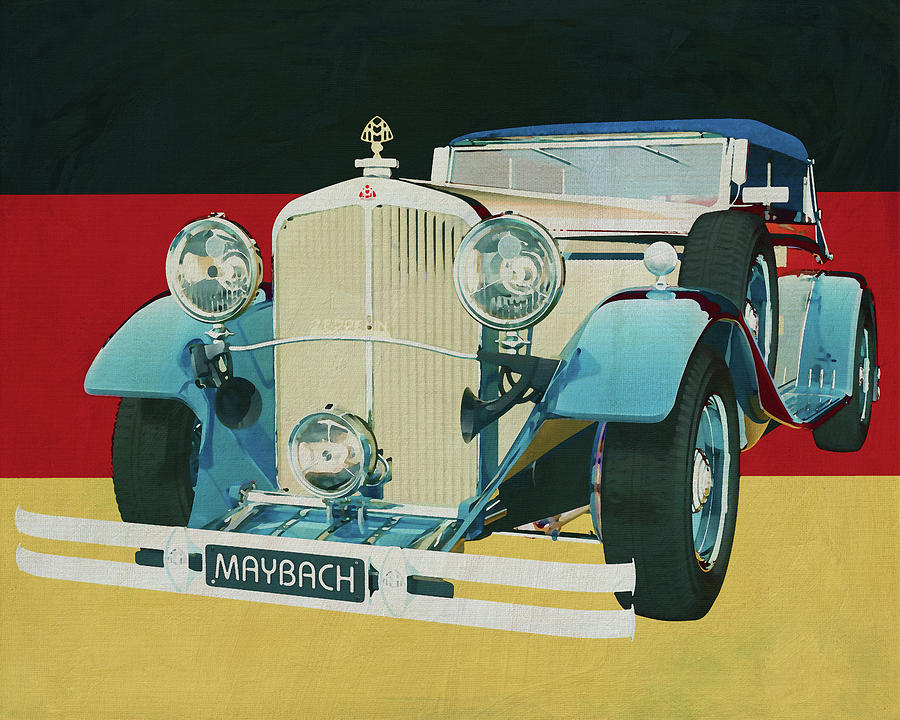 MAYBACH DS-8 Zeppelin 1935 in front the German flag Painting by Jan Keteleer