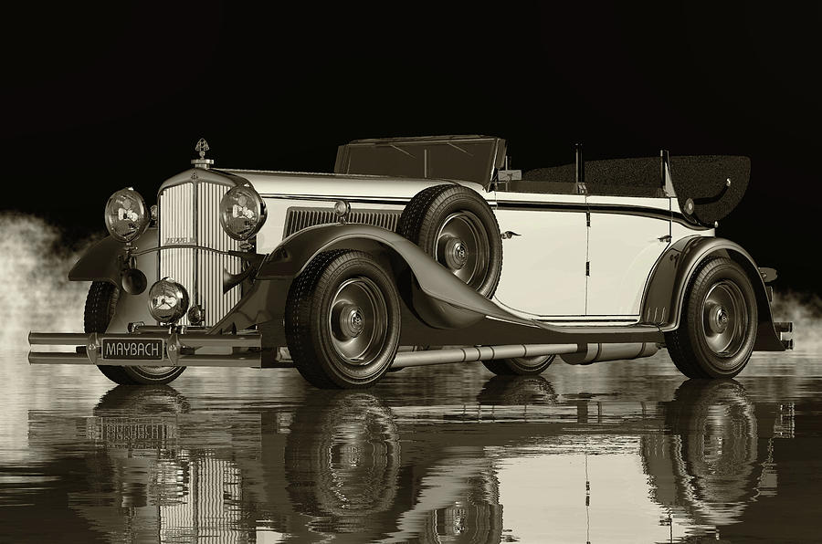 Maybach DS8 Zeppelin From 1935 - The Most Luxurious Car Digital Art by Jan Keteleer