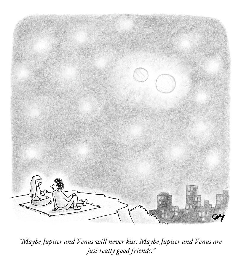Maybe Jupiter and Venus Are Just Friends Drawing by Dan Misdea